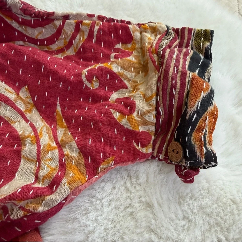 Bohemian Vintage Kantha Cotton Jacket – Hand Stitched – Oversized – Pockets - Picture 7 of 9